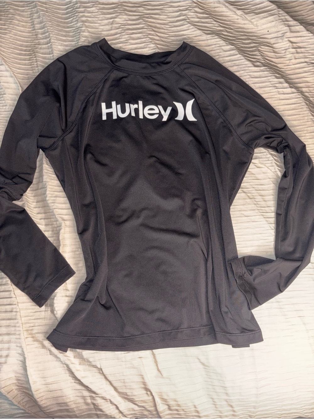 Hurley Black Long-Sleeve Logo Rash Guard